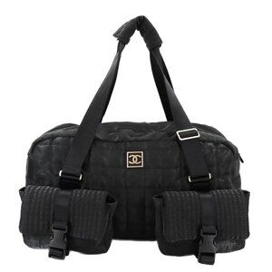 CHANEL Sports Line Chocolate bar Luggage Nylon Black 90282171